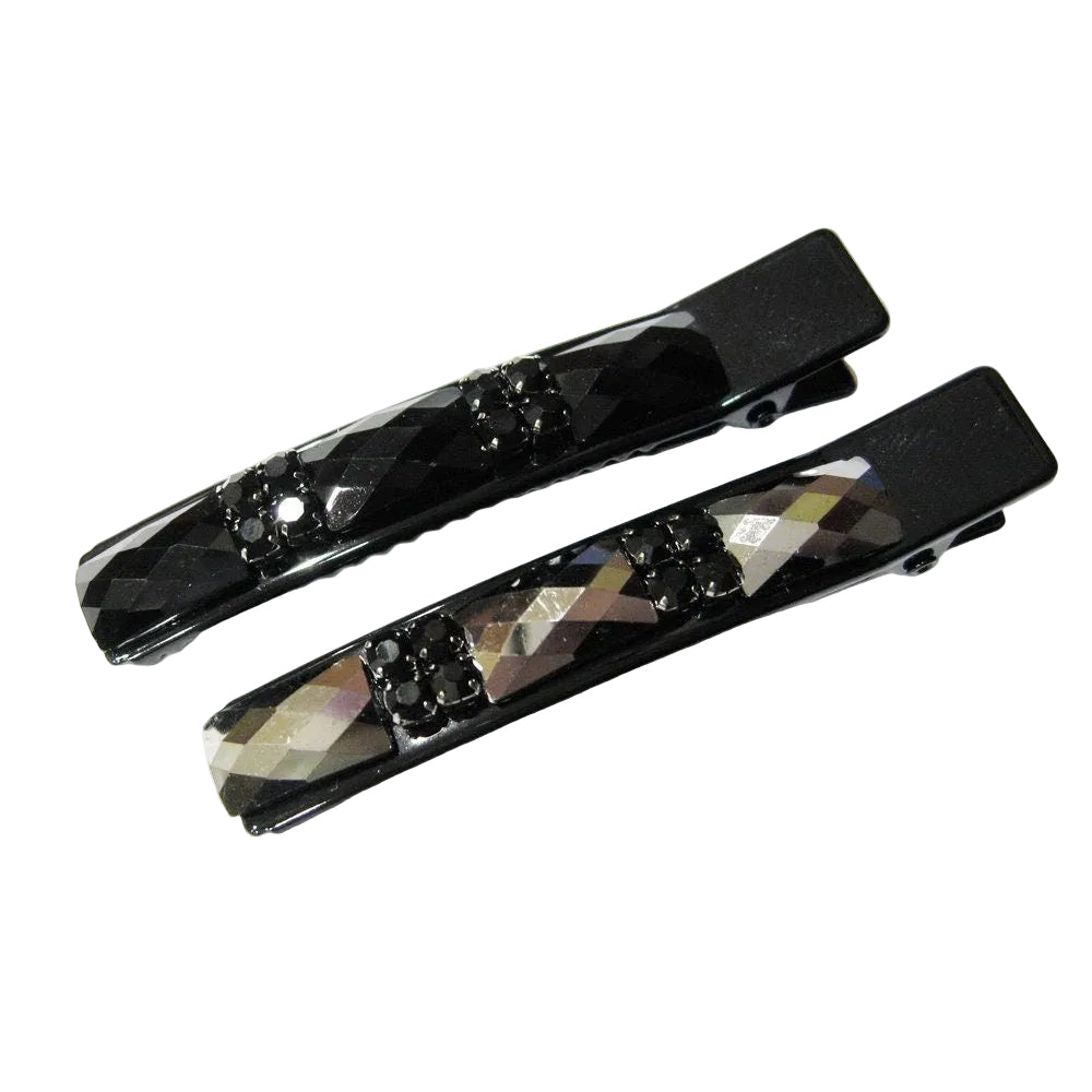 Pince cheveux crocodile plat en strass 6cm