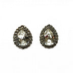 Boucles d'oreilles goutte strass argentées rhodiées - Cristal et zircons