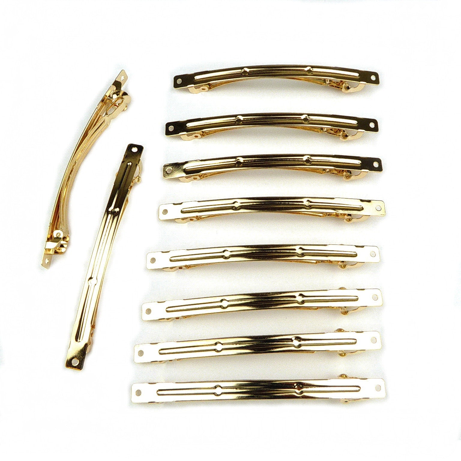 Barrettes fines 8cmx0.6cm « clip Paris » or - Lot de 10