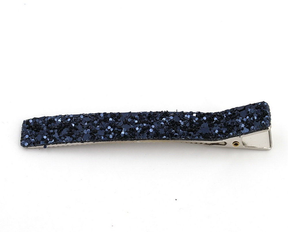 Pince cheveux paillettes 8cm - marine