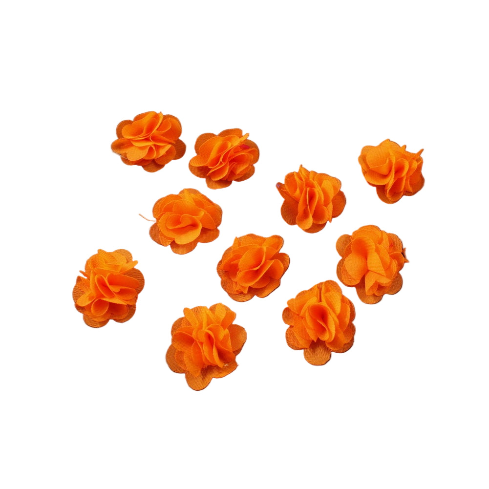 Lot de 10 petites fleurs voile orange fluo