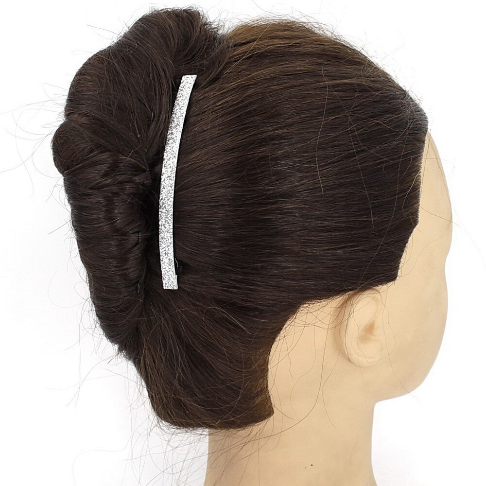 Barrette cheveux paillettes fine longue 10cm - argenté