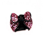 pince à cheveux nœud recouverte de paillettes rose