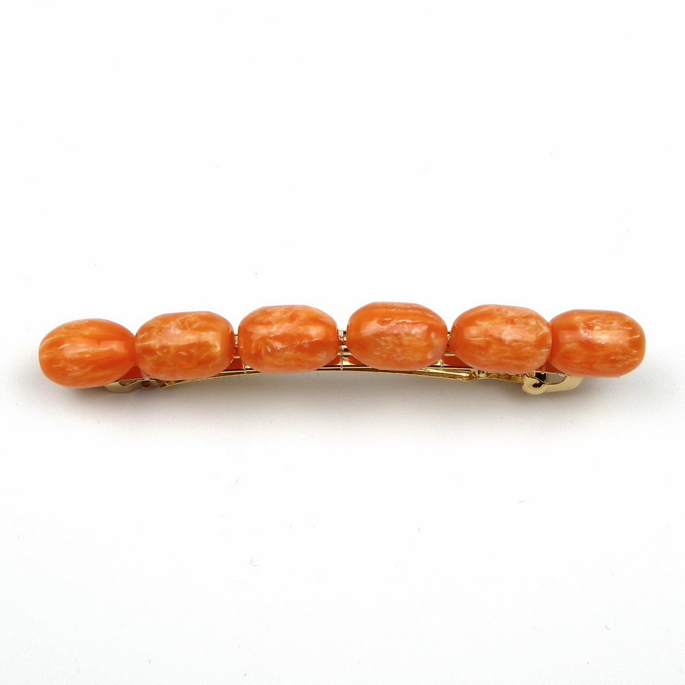 Barrette cheveux perle ovale 8cm