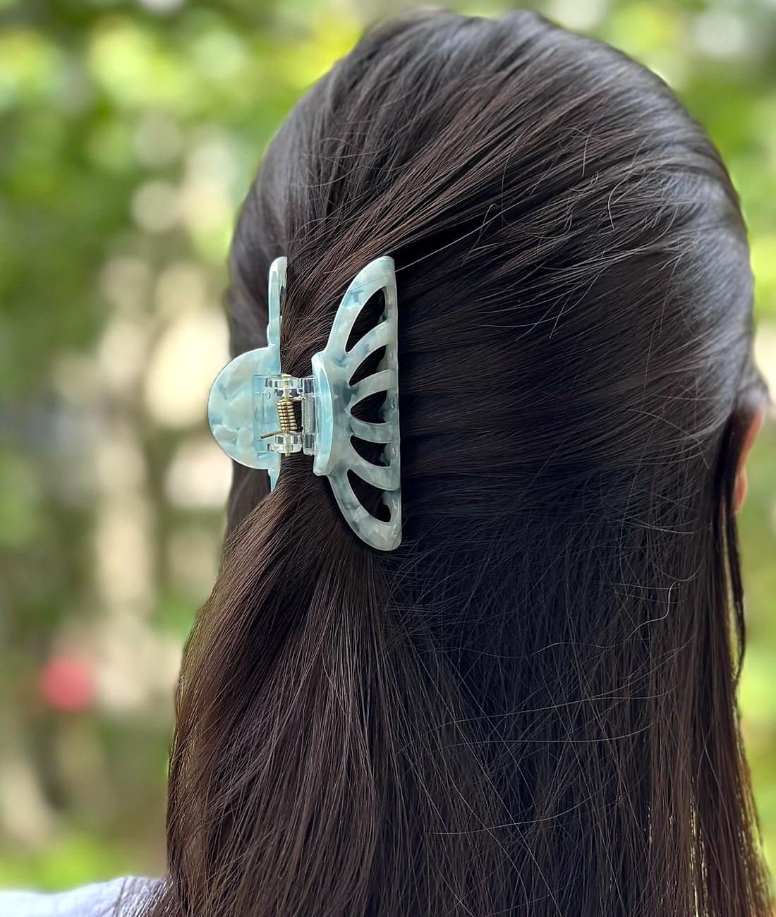 Pince cheveux crabe en acétate nacré