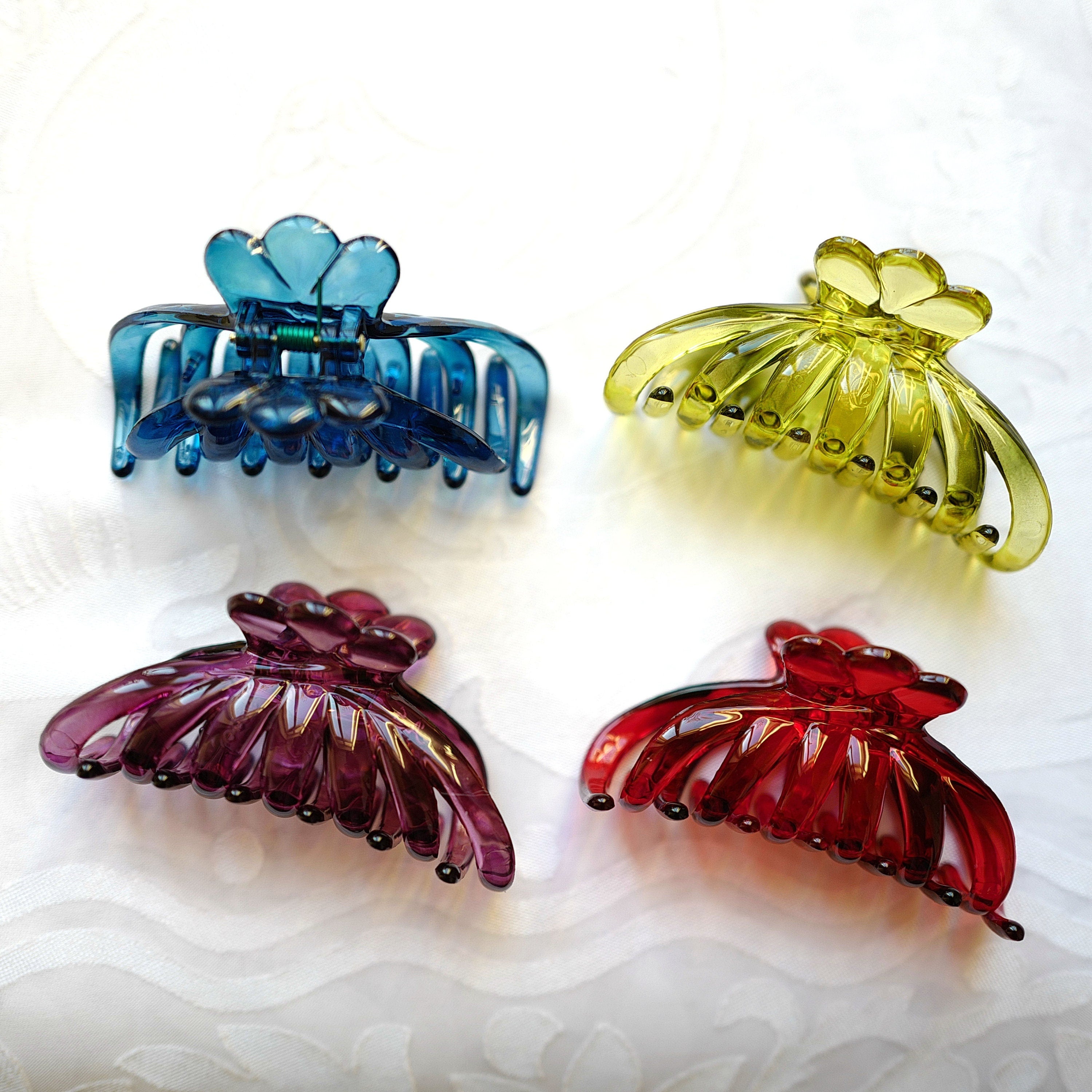 Pince crabe cheveux classique de 8,5 cm vert, bleu, violet, rouge