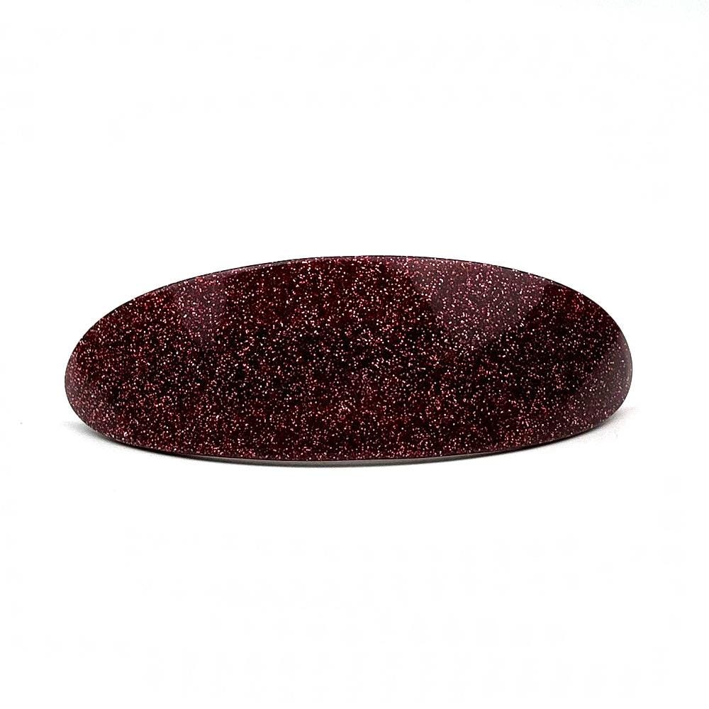 Barrette cheveux ovale incurvée paillette 9.5cm - bordeaux
