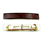 Barrette cheveux émail marron 9cm, accessoire cheveux