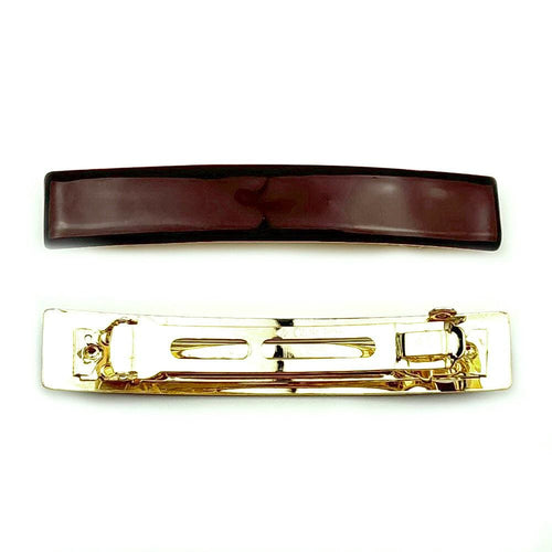 Barrette cheveux émail marron 9cm, accessoire cheveux