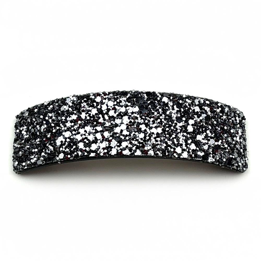 Barrette cheveux paillettes incurvée - Élégance argentée gris