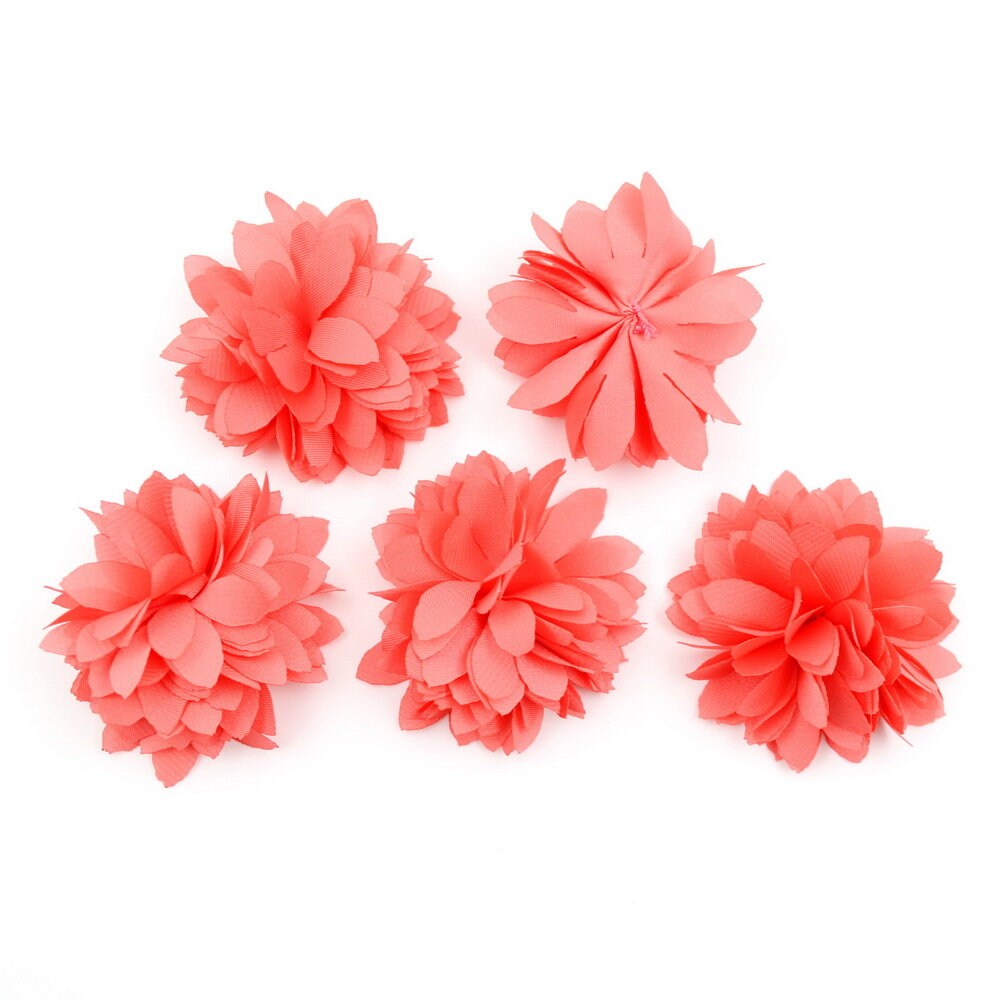 Lot de 5 petites fleurs en tissu satiné