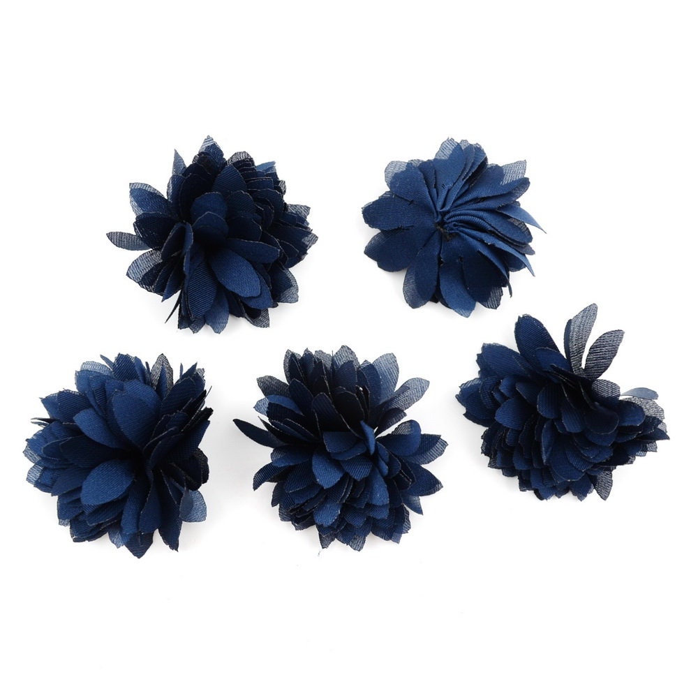 Lot de 5 petites fleurs satin marine