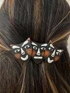 Barrette cheveux originale "3 masques" pâte polymère, Fabrication Française