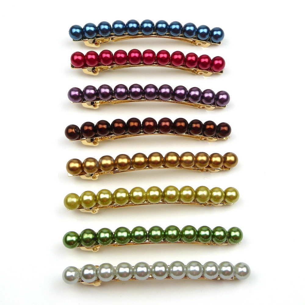 Barrette cheveux 8cm, perles nacrées