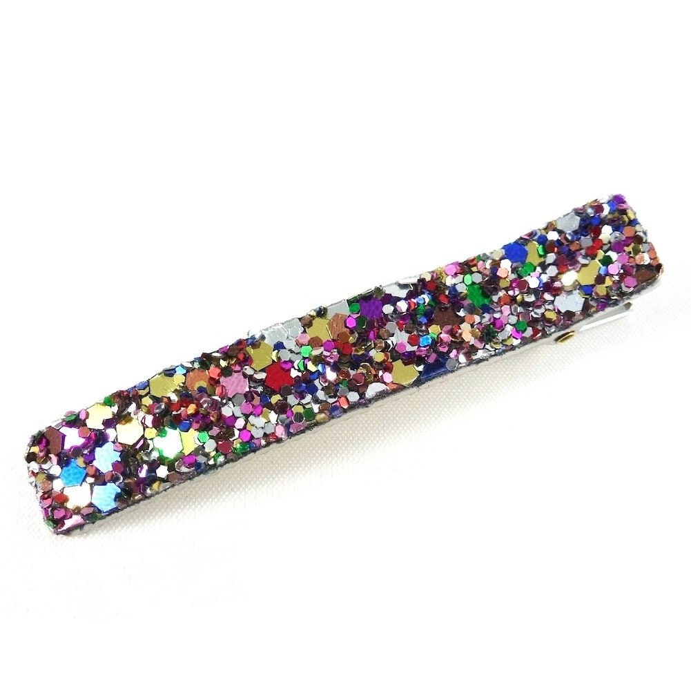 Pince cheveux paillettes 6cm - multicolore