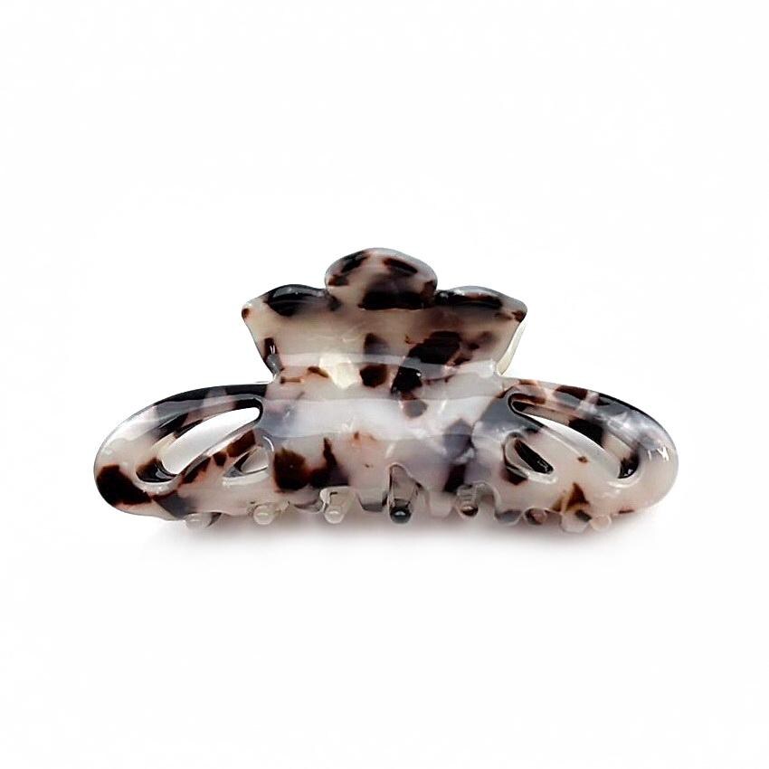 Pince crabe acétate motif tortue Ivoire – Fait main 8 cm 