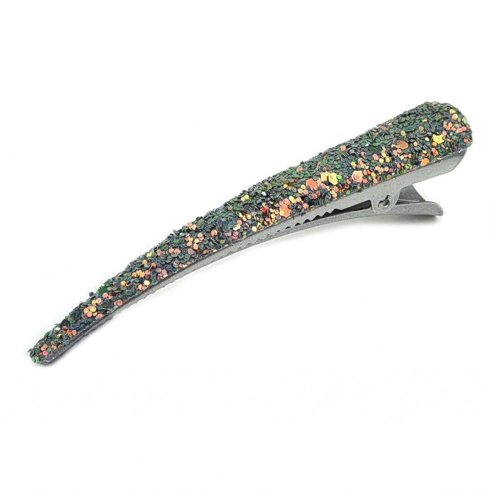 Grande pince cheveux concorde 10.5cm paillette - gris vert