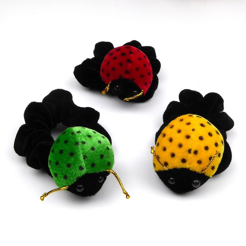 Lot de 3 chouchous enfant velours coccinelle