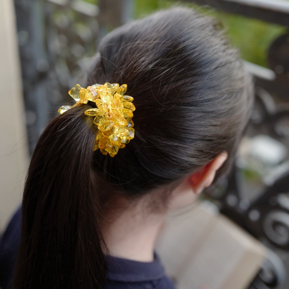 Elastique cheveux ou bracelet perles transparente