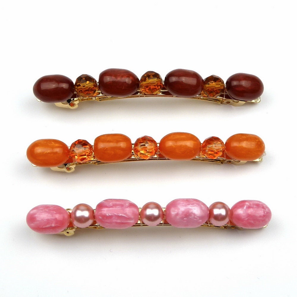 Barrette cheveux perles 8cm