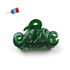 Pince à cheveux "Love" 5,5cm en acétate, vert émeraude, Made in France
