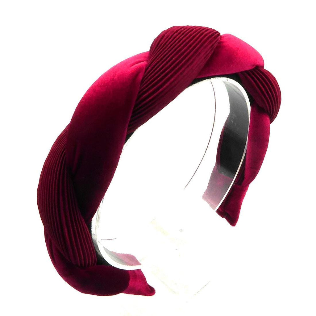 Gros serre tête tressé velours et satin plissé