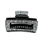Pince cheveux ornée de paillettes argent 8cm - crabe rectangulaire