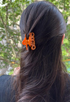 Pince à cheveux "Love" 5,5cm en acétate, orange, qualité premium, Made in France