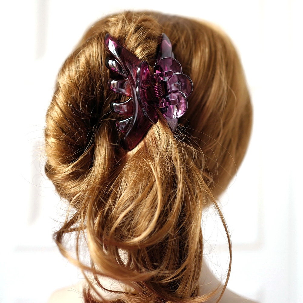 Pince crabe cheveux épais 9.5cm violet verni