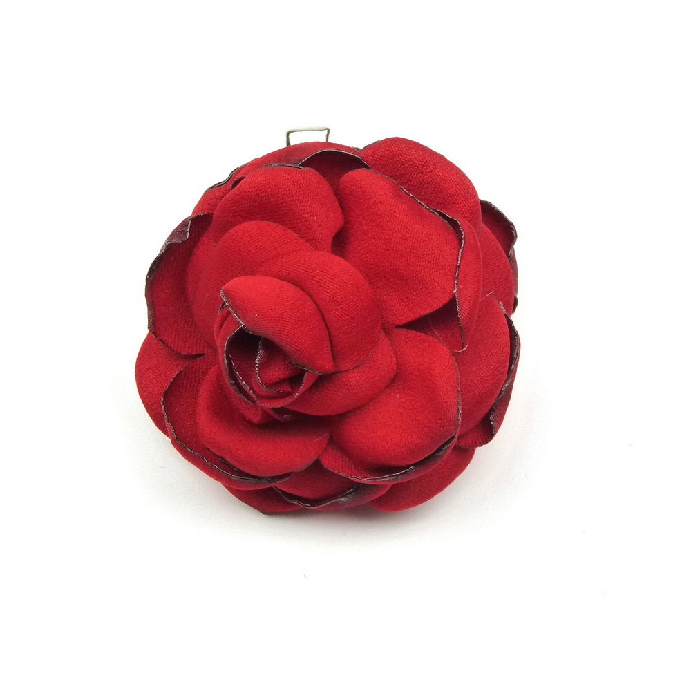 Lot de 2 broches fleur / pinces fleur satin