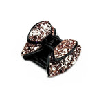 Pince à cheveux crabe noeud paillettes or rose