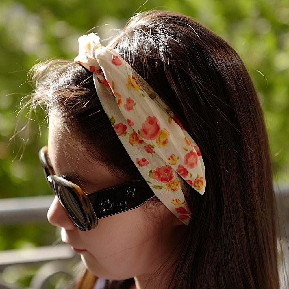 Bandeau headband cheveux imprimé fleuri