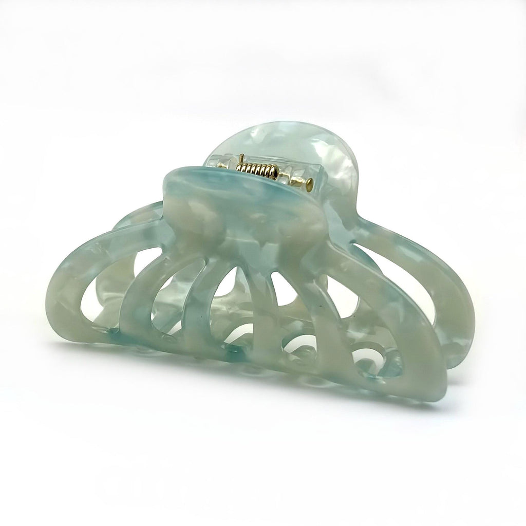 Pince cheveux crabe 8cm en acétate nacré bleu