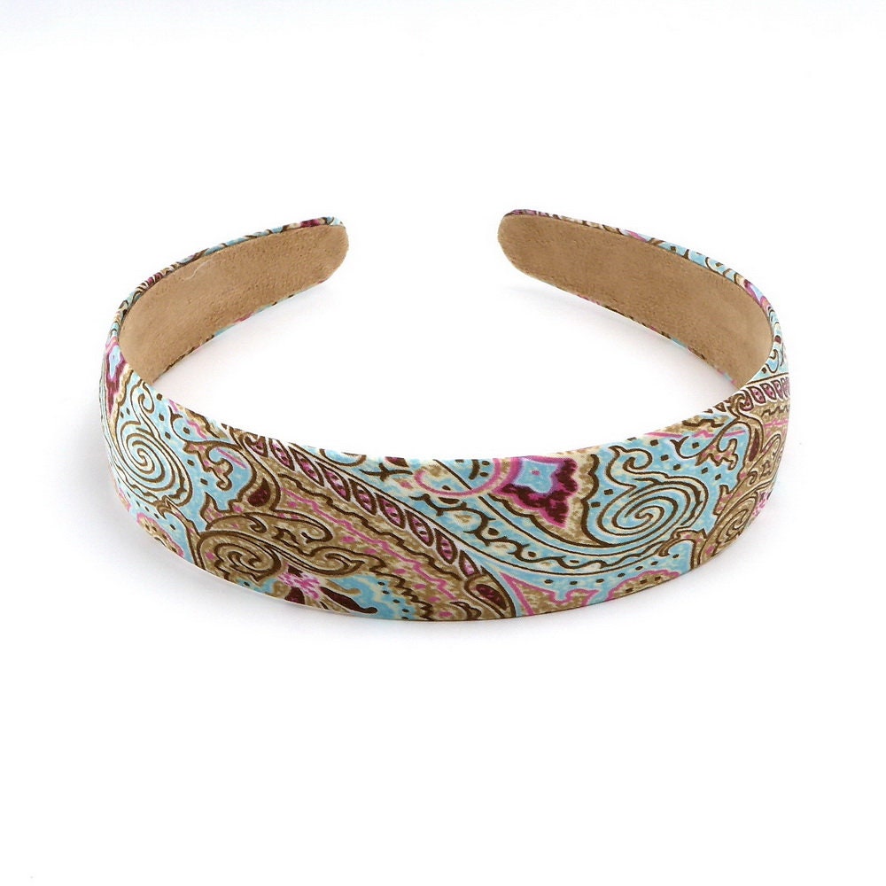 Serre tête satin  imprimé cachemire