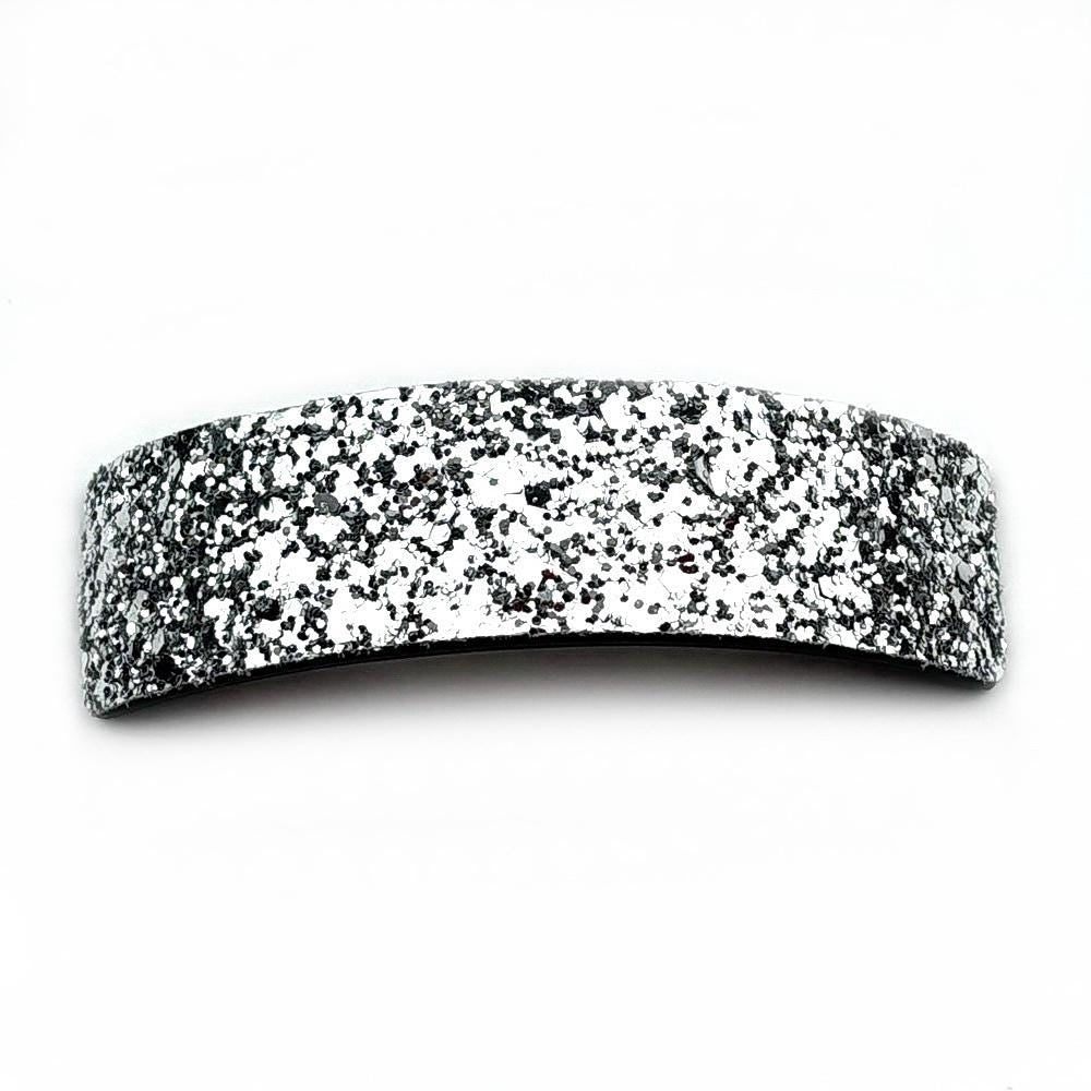 Barrette cheveux paillettes incurvée - Élégance argentée