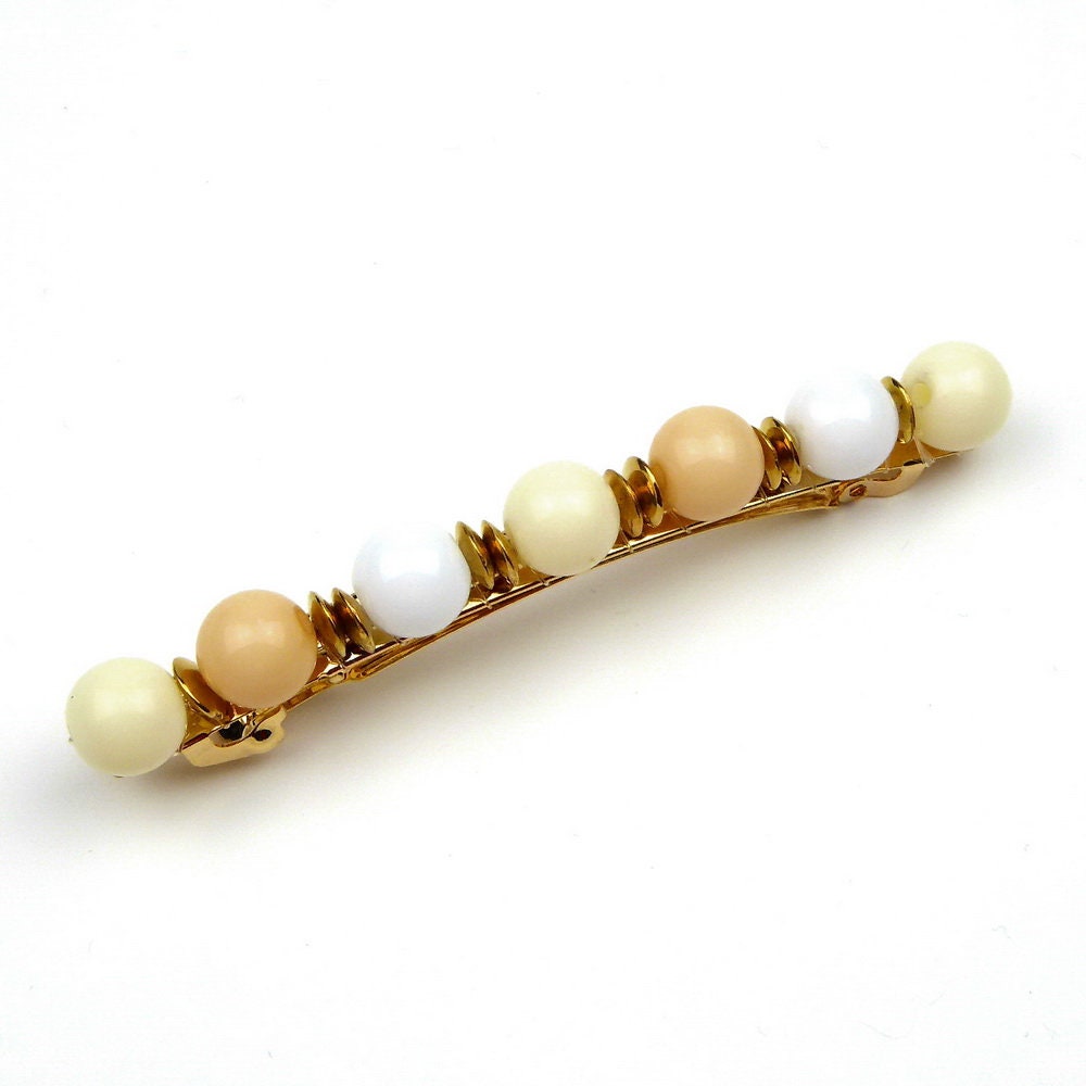 Barrette cheveux 8cm, perles ronde fantaisie