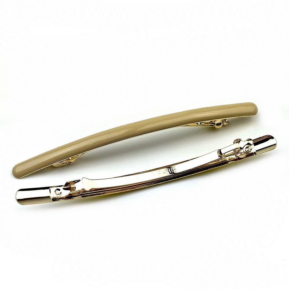 Barrette cheveux émail fine 10cm beige, cheveux fins