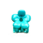Pince à cheveux crabe motif fleur 4.5cm bleu turquoise