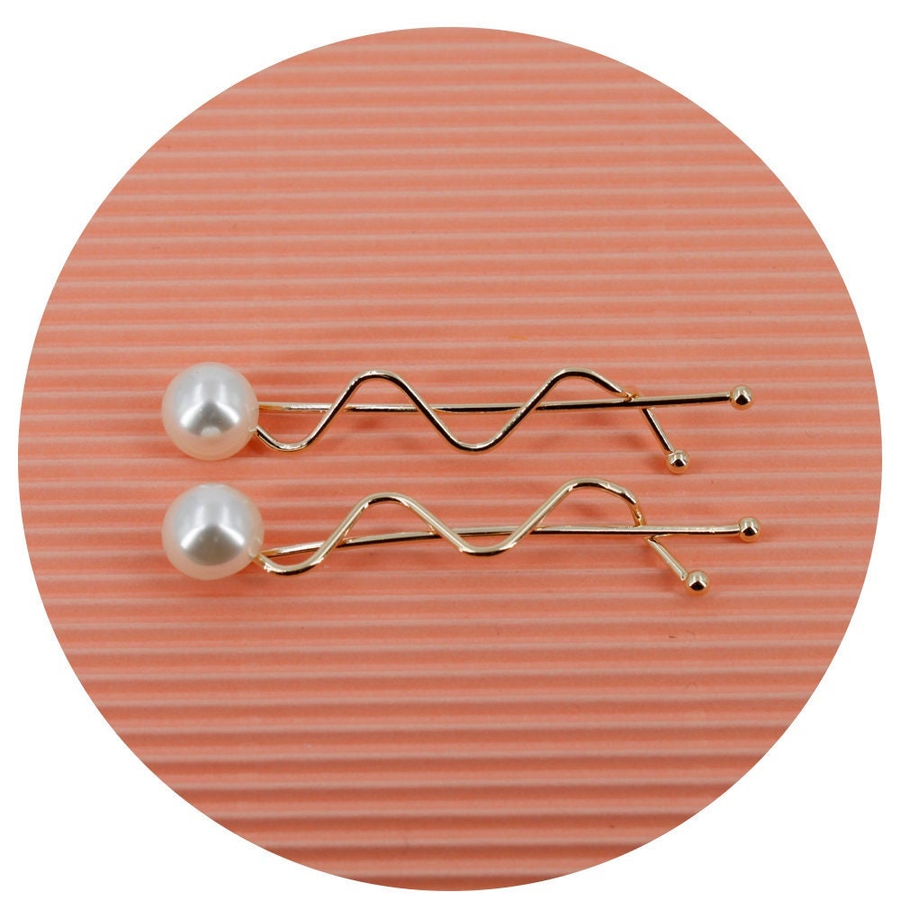 Barrettes cheveux perles 7cm - Lot de 2