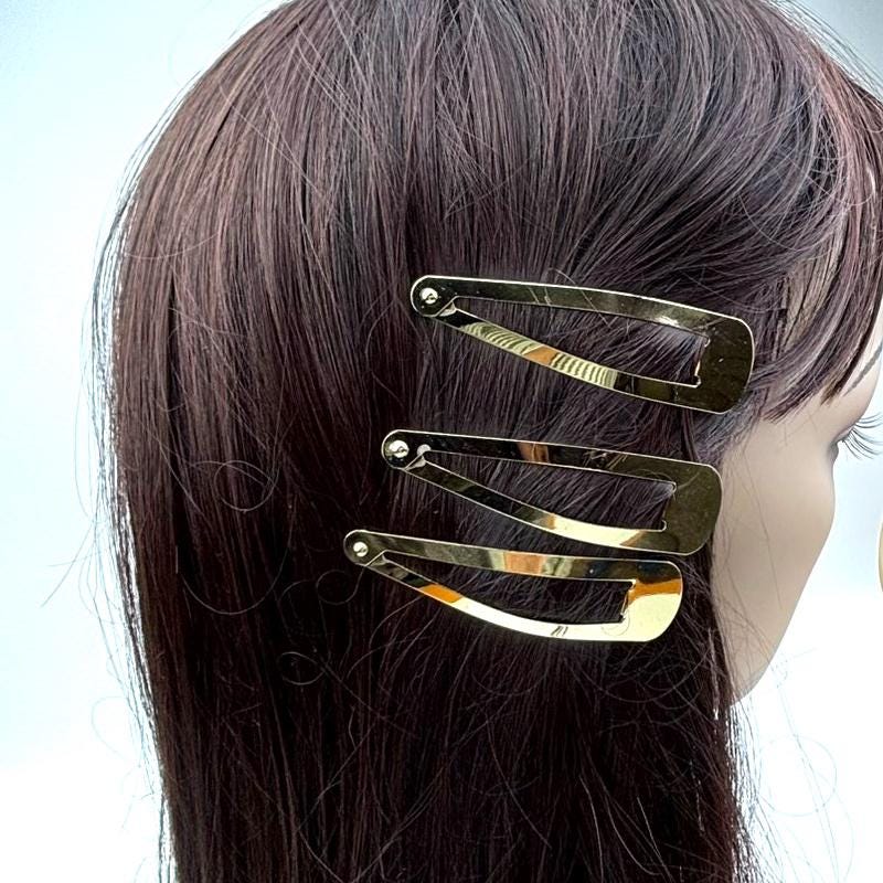 Lot 10 pinces cheveux clic clac dorées 5.8cm