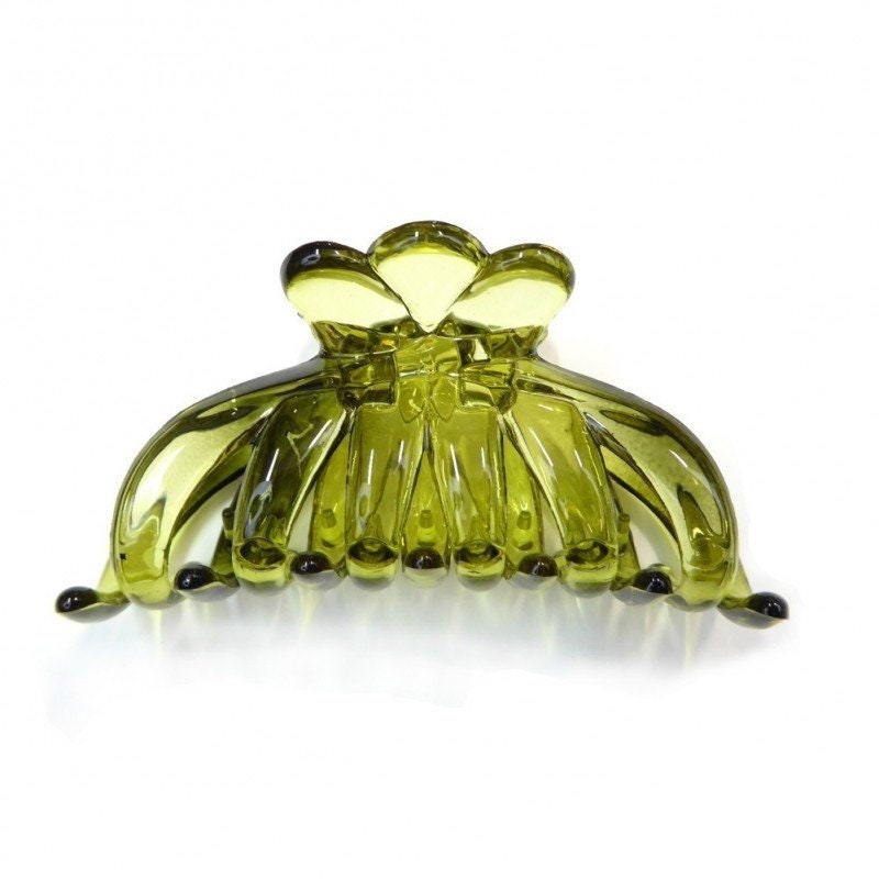 Pince crabe cheveux classique de 8,5 cm vert