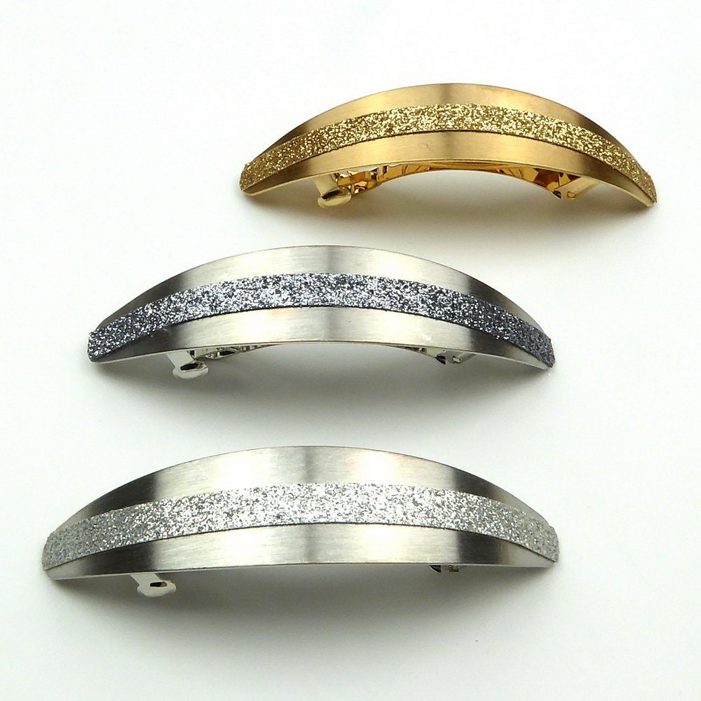 Barrette cheveux ovale incurvée paillette