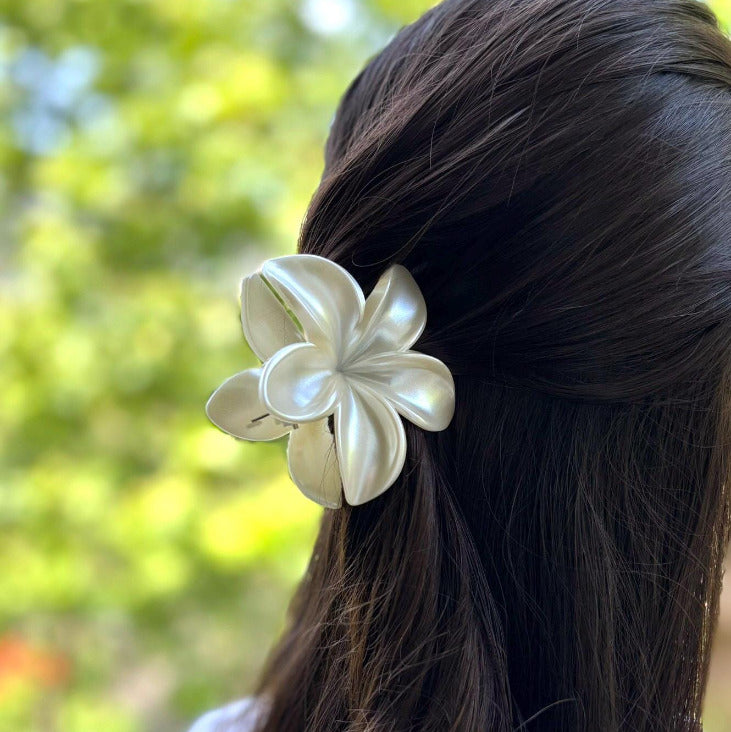 Pince cheveux fleur nacré