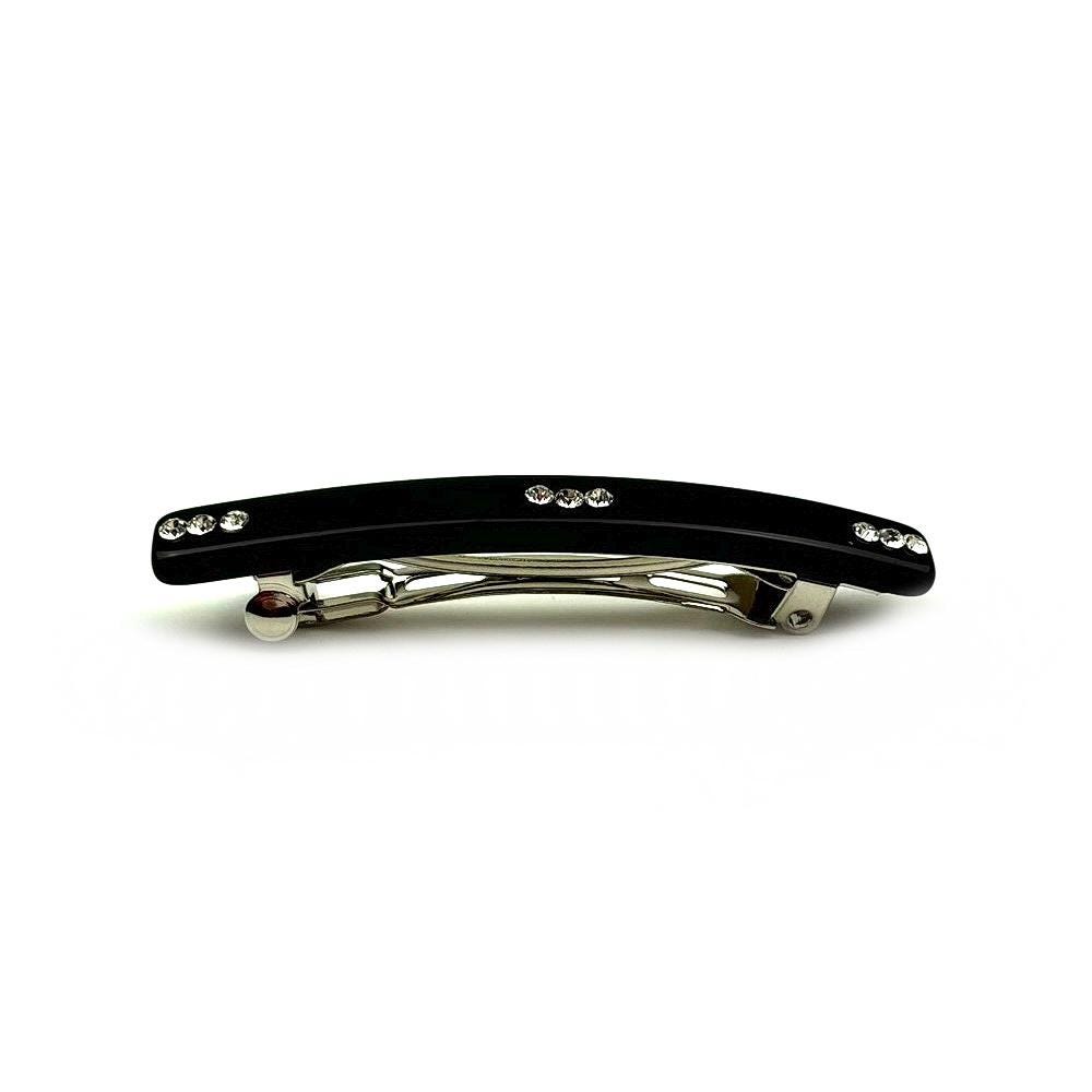 Barrette cheveux strass 6,5cm noir – Barrette classique fait main