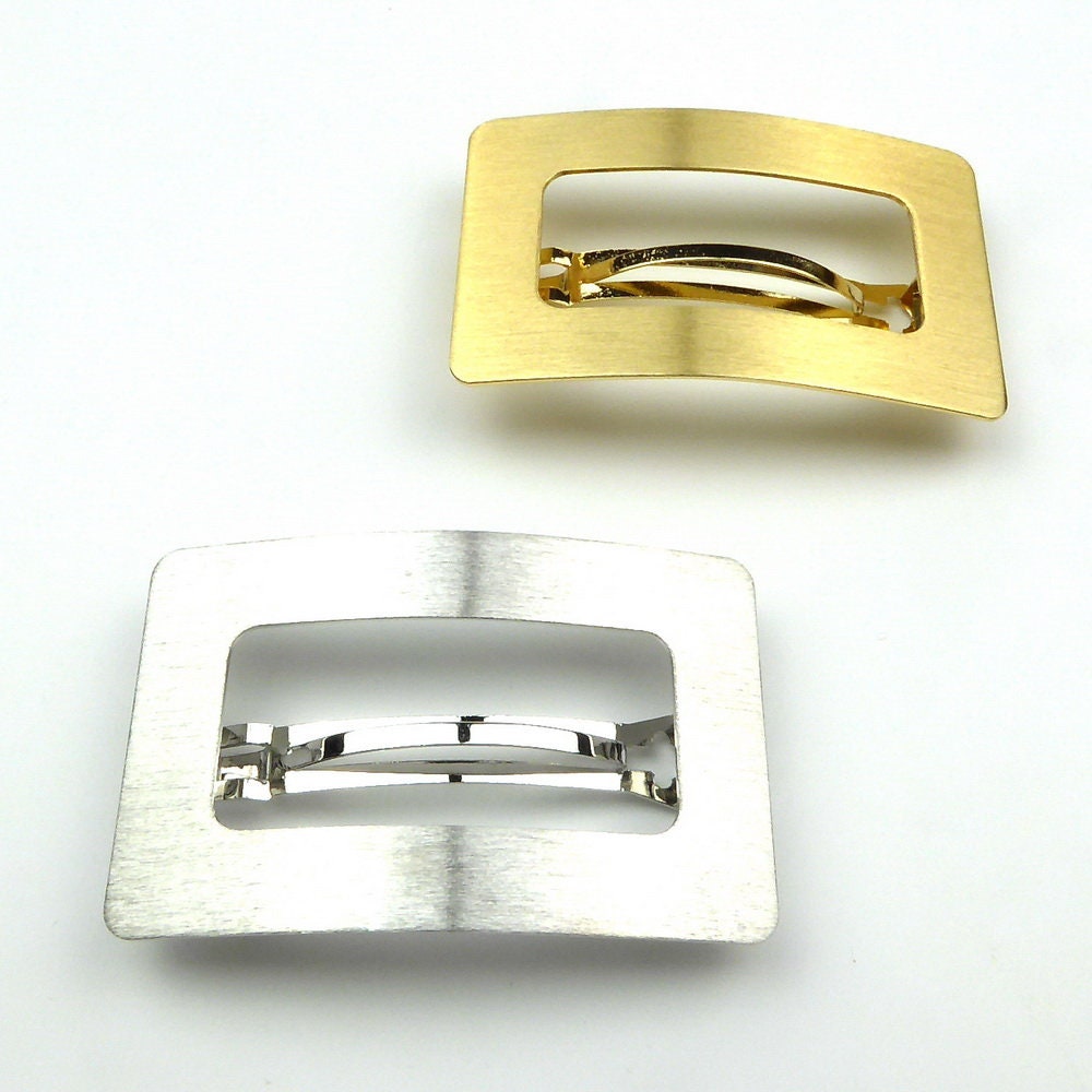 Barrette cheveux rectangulaire en métal brossé 8cm, accessoire cheveux