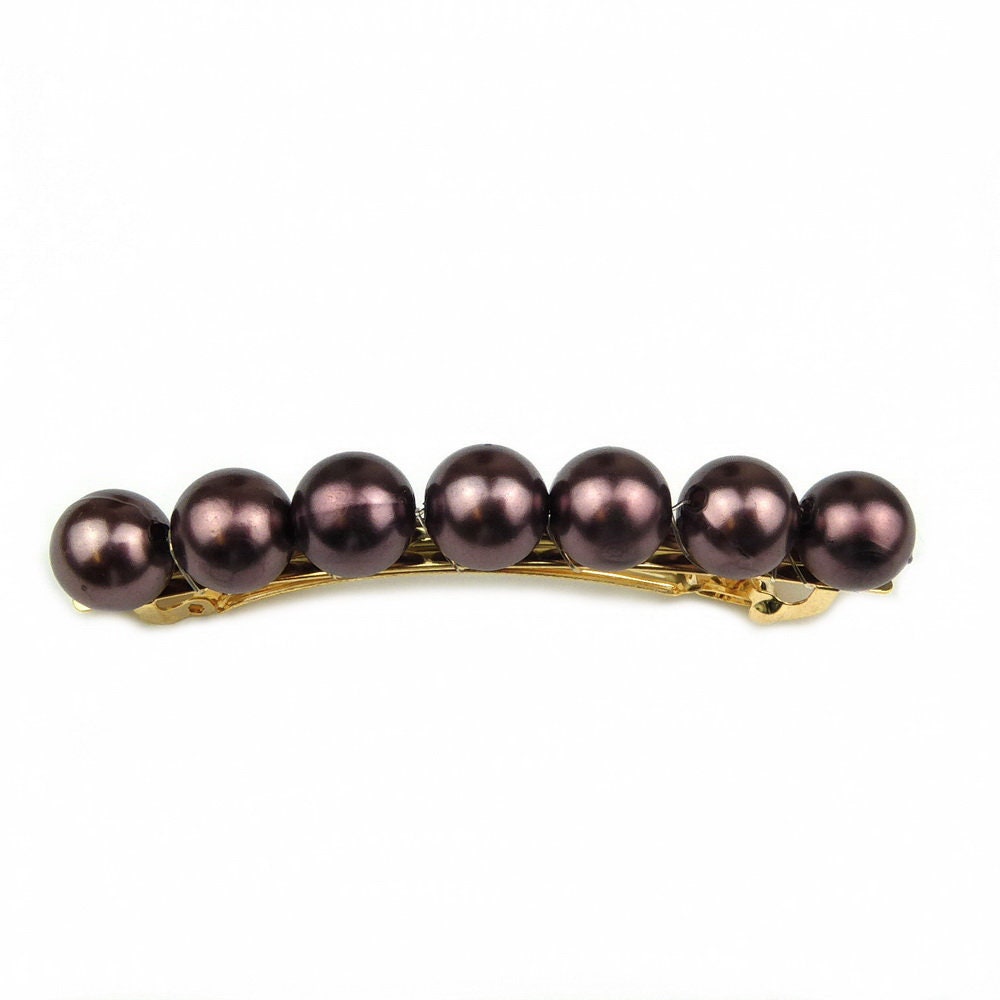 Barrette cheveux 8.5cm perles nacré