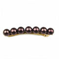 Barrette cheveux 8.5cm perles nacré marron