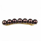 Barrette cheveux 8.5cm perles nacré marron