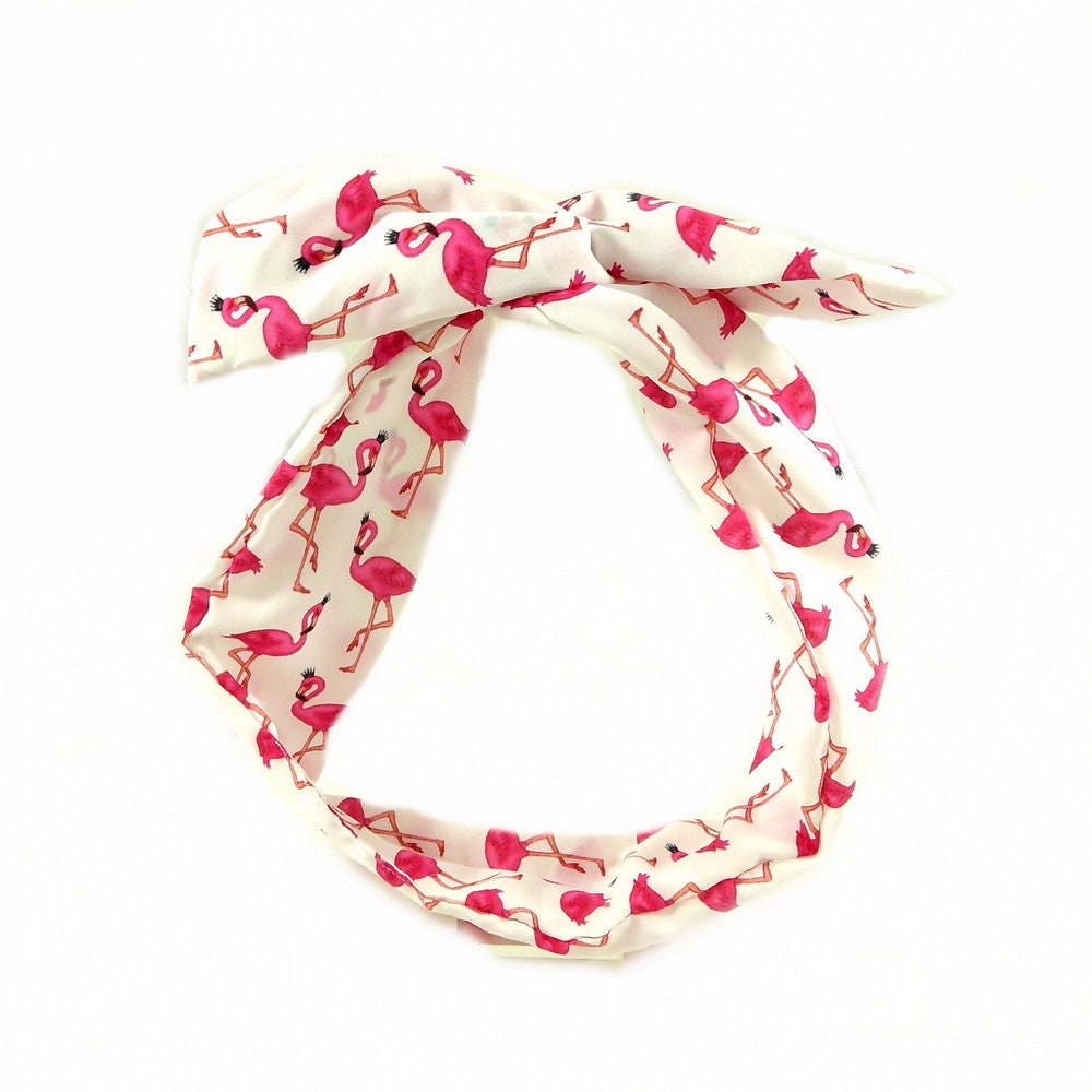 Bandeau headband cheveux flamand rose