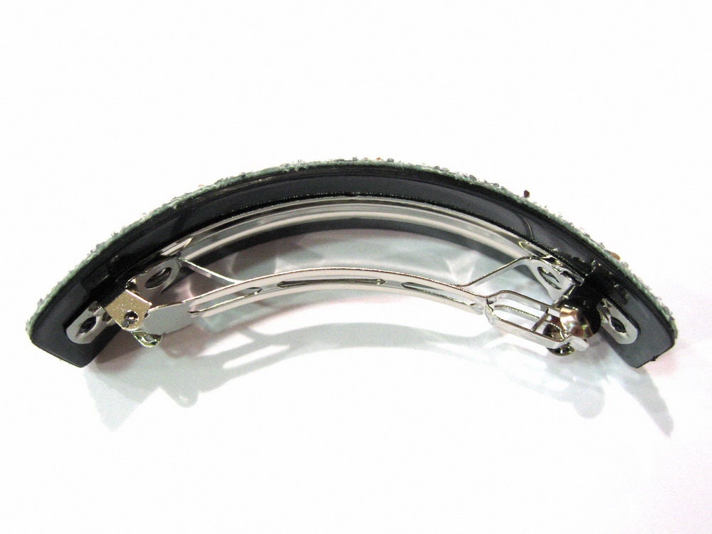 Barrette cheveux paillette 9.5cm, accessoire cheveux - doré, or rose, marron